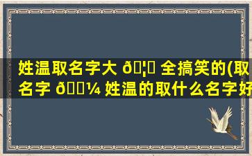 姓温取名字大 🦍 全搞笑的(取名字 🌼 姓温的取什么名字好)